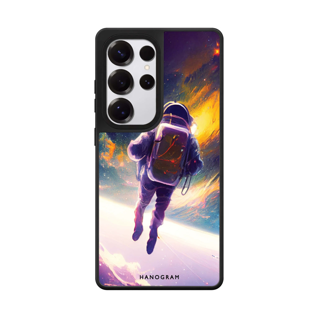 Flying Astronaut Samsung Galaxy S25 S24 S23 Ultra mirror case, front view