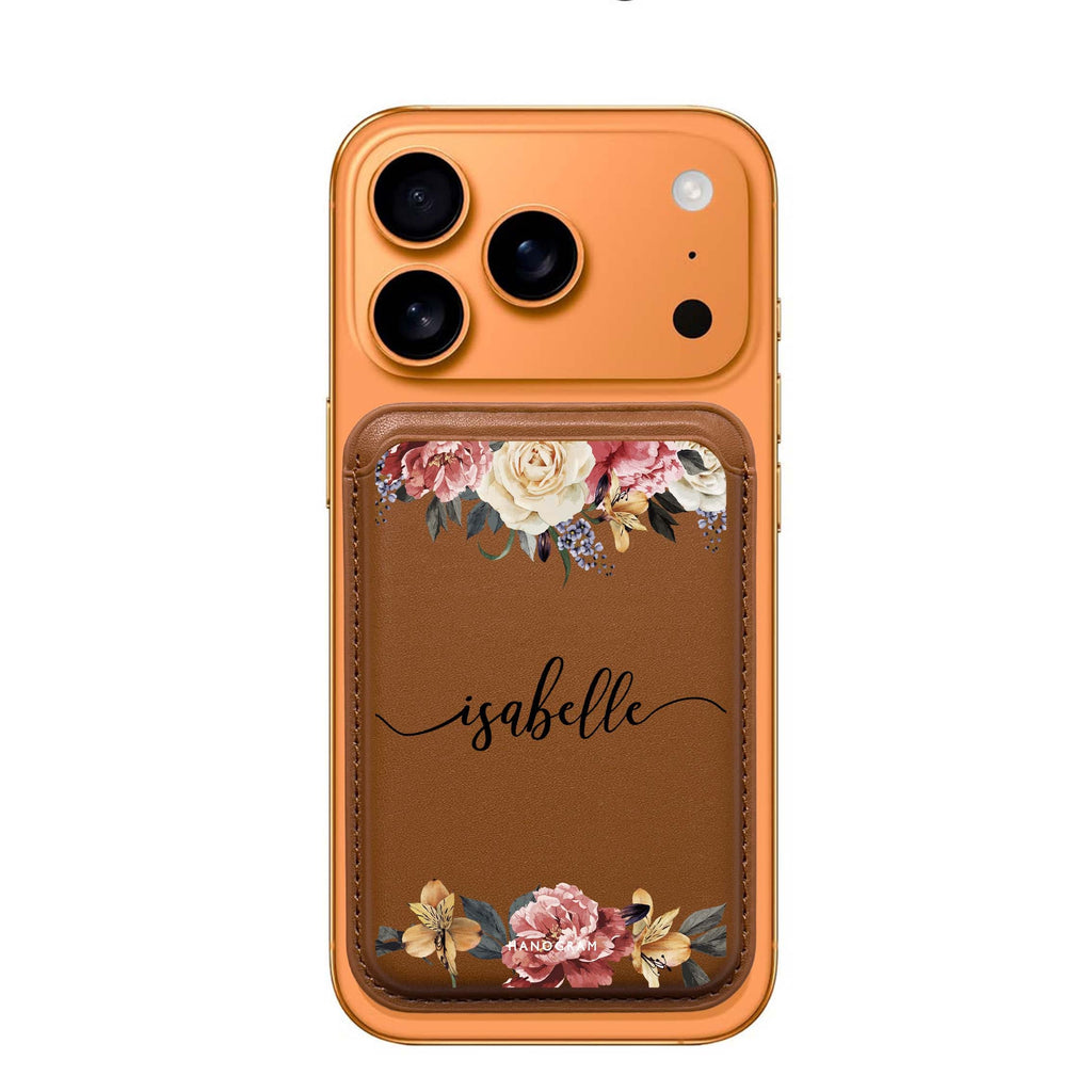 Art of Classic Floral custom name MagSafe wallet for iPhone, personalized magnetic card holder, main view