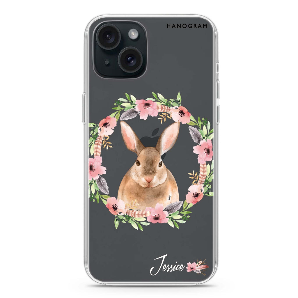 Floral Rabbit iPhone 15 plus Ultra Clear Case
