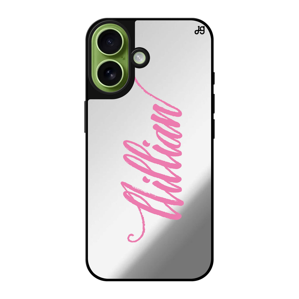 Reflective iPhone 16 Mirror Case –Vintage Writing Design