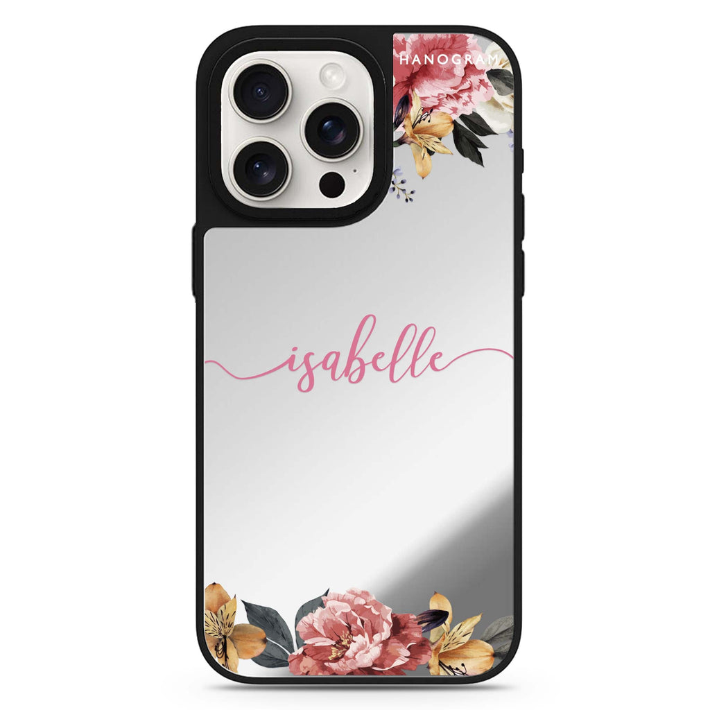 Art of Classic Floral personalized name MagSafe mirror case for iPhone 16/15/14 Pro Max and Pro, main view