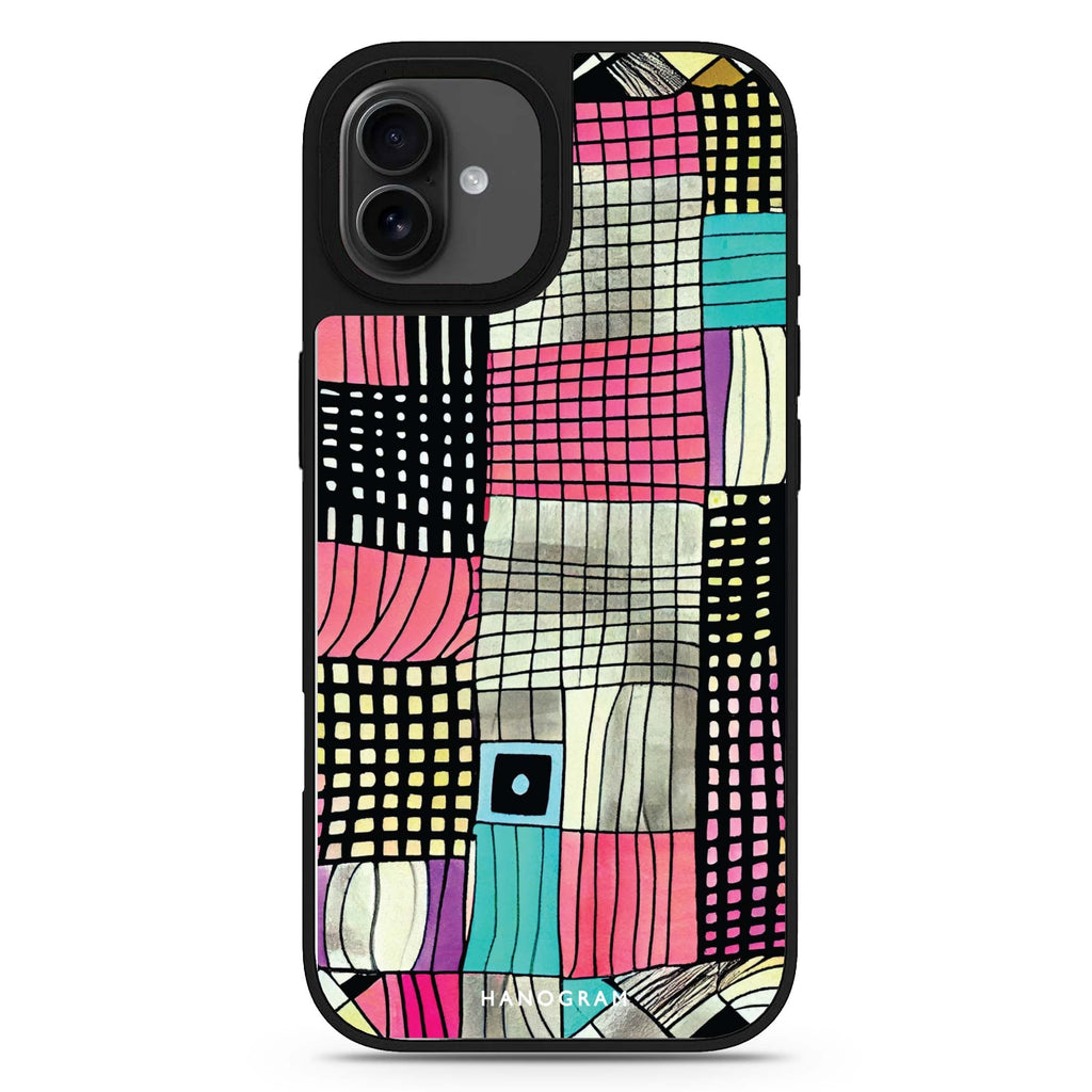 Abstract Checked Pattern iPhone 17 mirror case