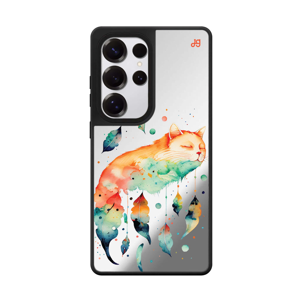 A Dream Cat Samsung Galaxy S25 S24 S23 Ultra mirror case, front view