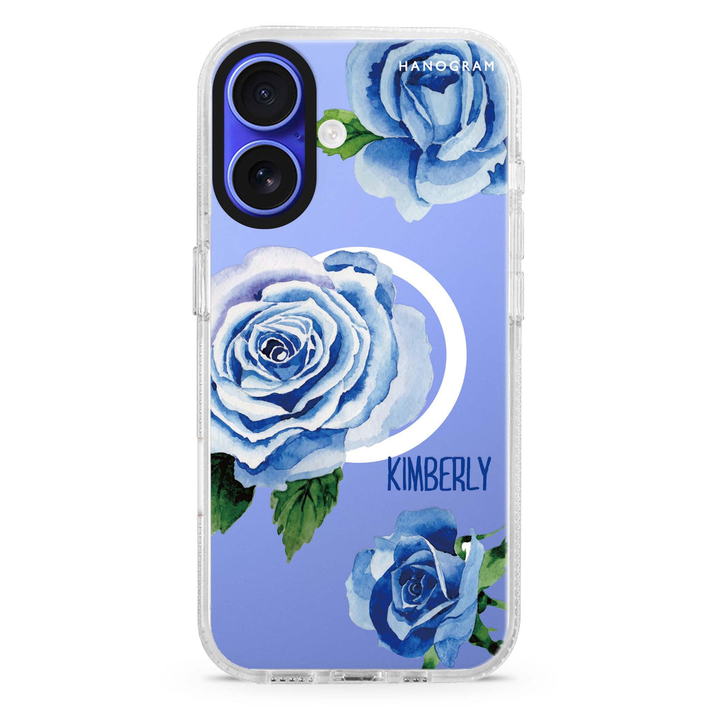Blue Rose MagSafe Compatible iPhone 16 Ultra Clear Case - Personalized and Stylish Protection