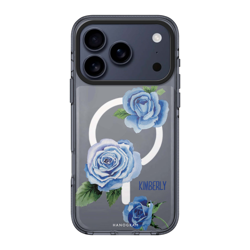 Blue Rose personalized name blue pink flower floral iPhone 17 Pro Max ultra clear case