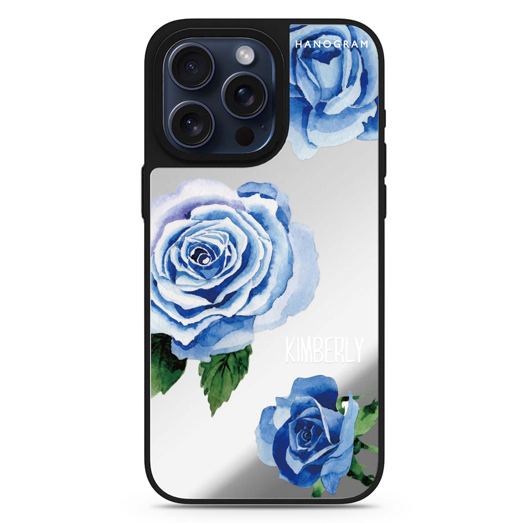 Blue Rose personalized name MagSafe mirror case for iPhone 16/15/14 Pro Max and Pro, main view