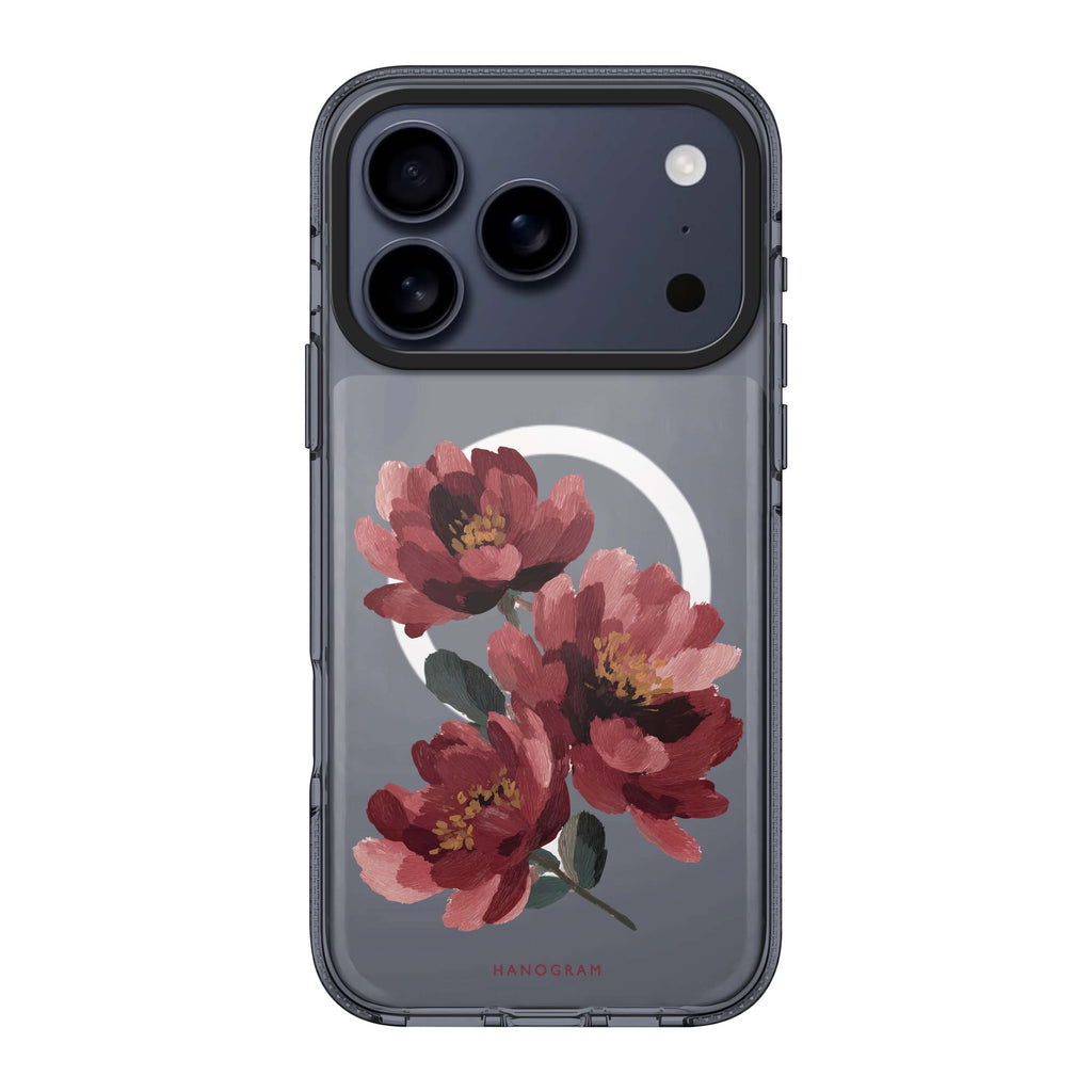 Crimson Peony red flower floral iPhone 17 Pro Max ultra clear case