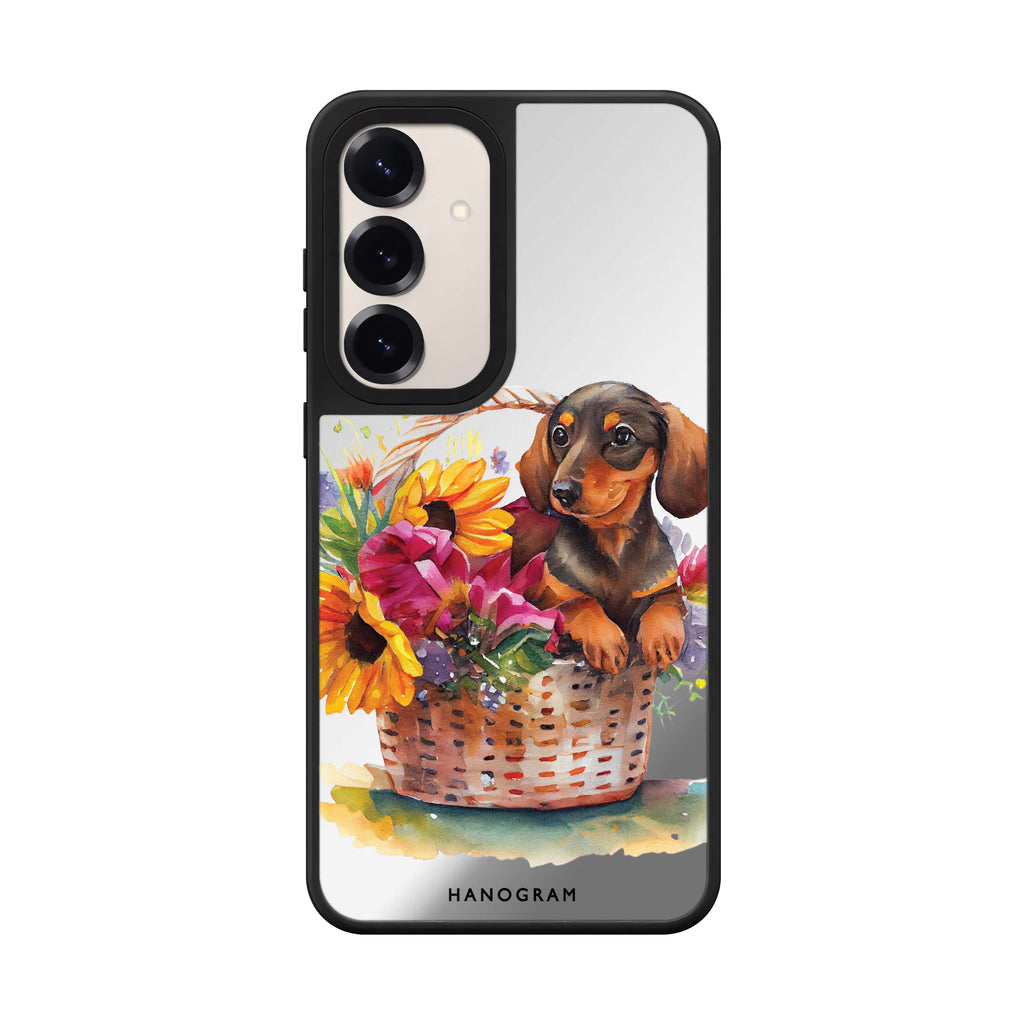 Floral Dog Samsung Galaxy mirror case front view