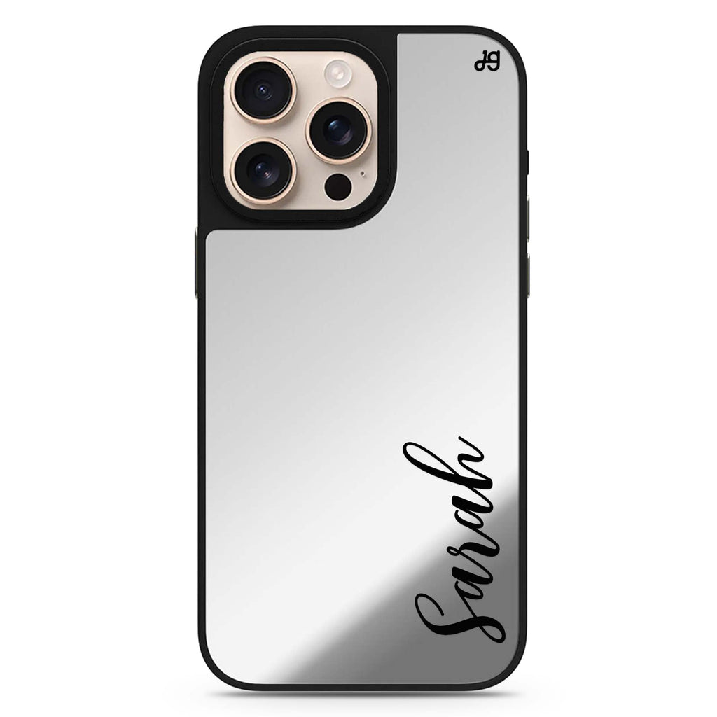 Falling For You personalized name sleek reflective design iPhone 16/15/14 Pro Max & Pro mirror case