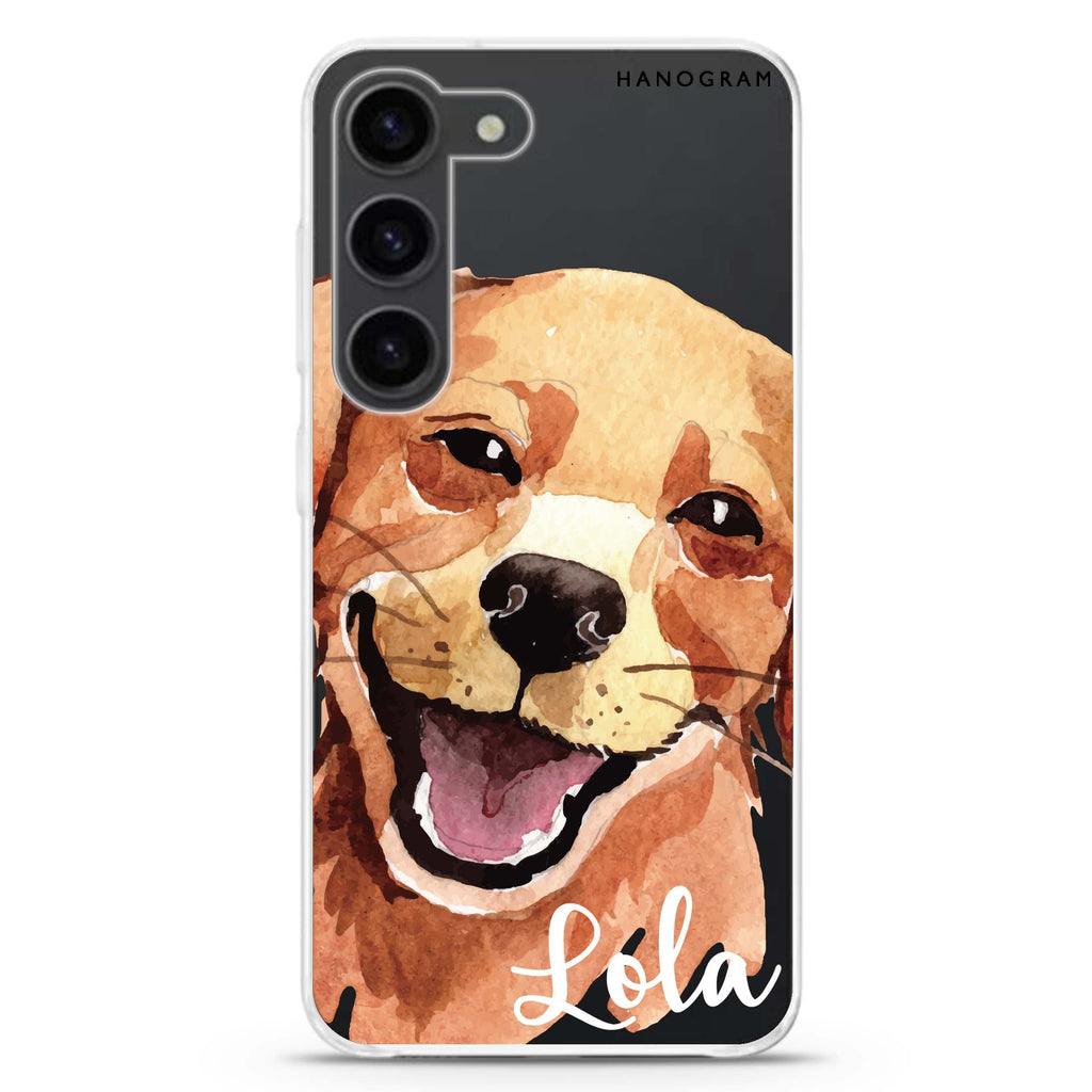 Golden Retriever personalized ultra-clear case for Samsung Galaxy S23/S22, front view