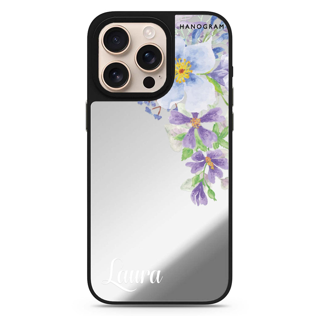 Fragrance of Flower personalized name floral design iPhone 16/15/14 Pro Max & Pro mirror case