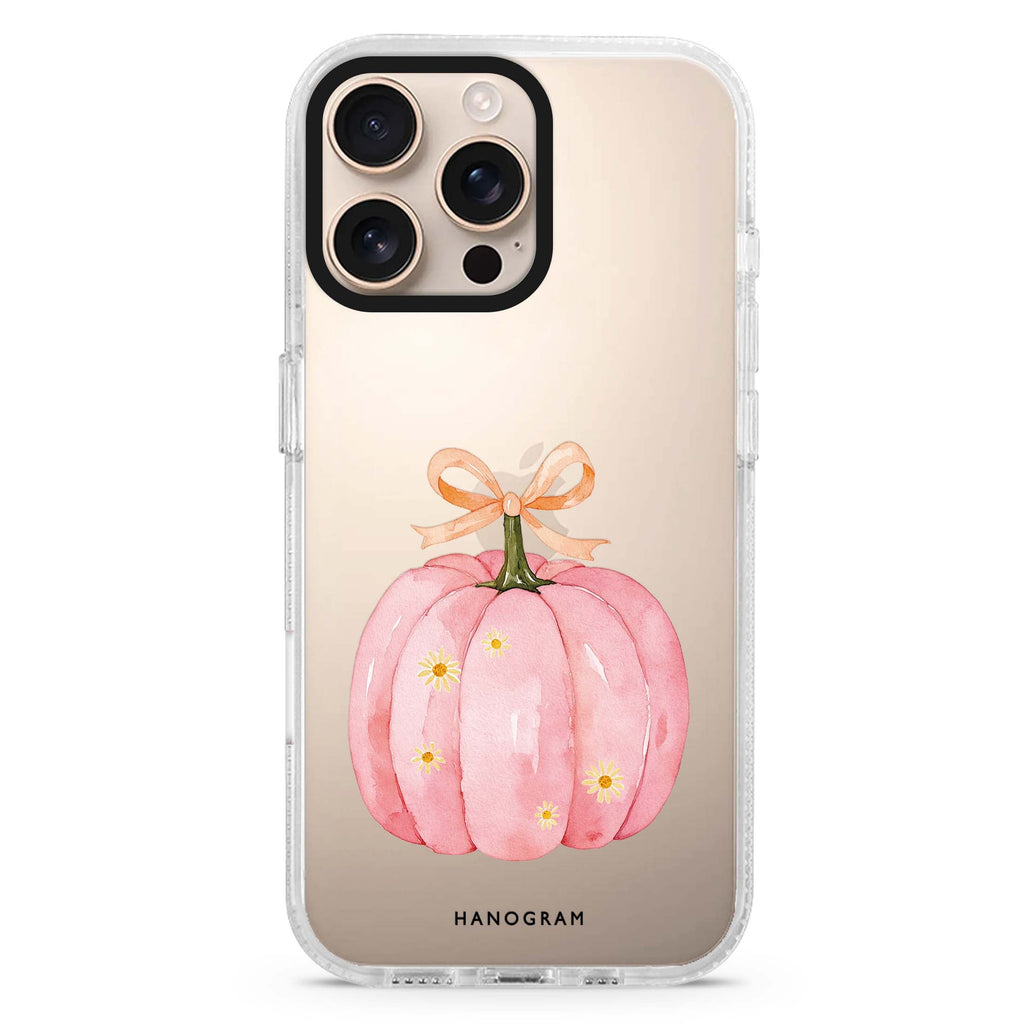 The Ribboned Pink Pumpkin iPhone 16 Pro Max Ultra Clear Case - front view