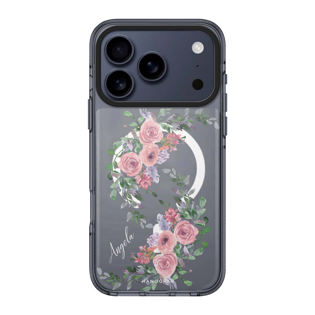 Lucy Watercolor Rose personalized name pink flower floral watercolor iPhone 17 Pro Max ultra clear case