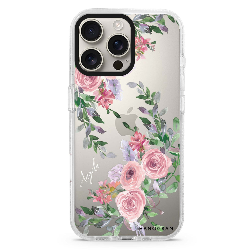 Lucy Watercolor Rose iPhone 16 Pro & 16 Pro Max Case - Personalized and Stylish Protection