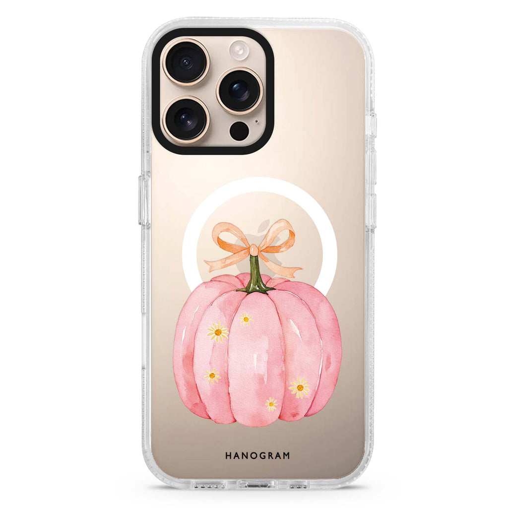 The Ribboned Pink Pumpkin MagSafe Compatible Ultra Clear Case for iPhone 16 Pro Max - main view