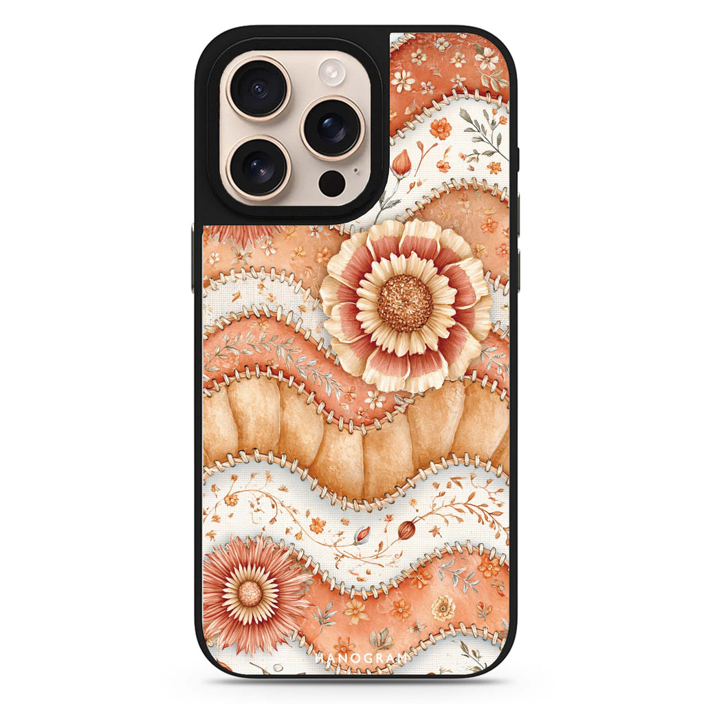 Apricot Petal Quilt MagSafe Compatible Mirror Case – design view 1
