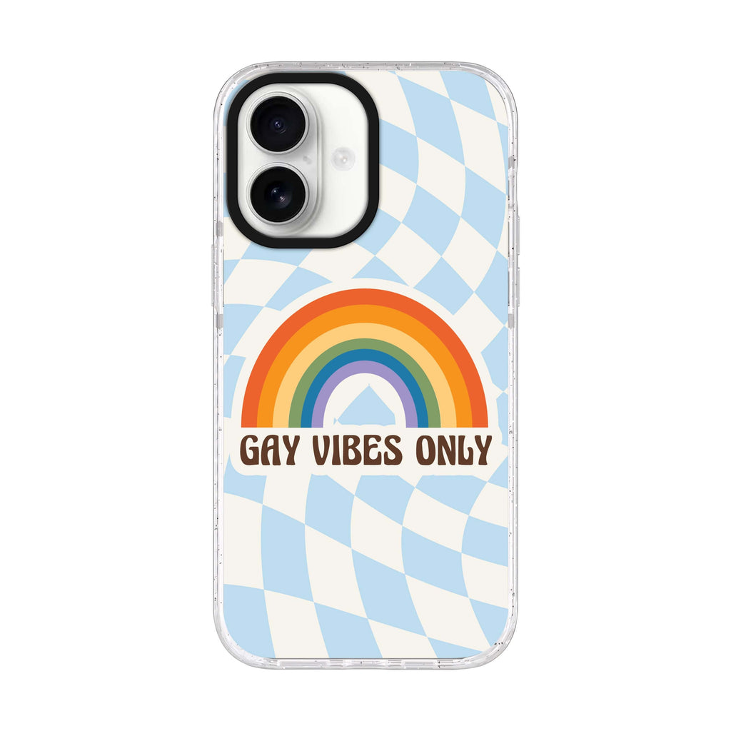 Gay Vibes Only iPhone 17 ultra clear MagSafe case, front product view