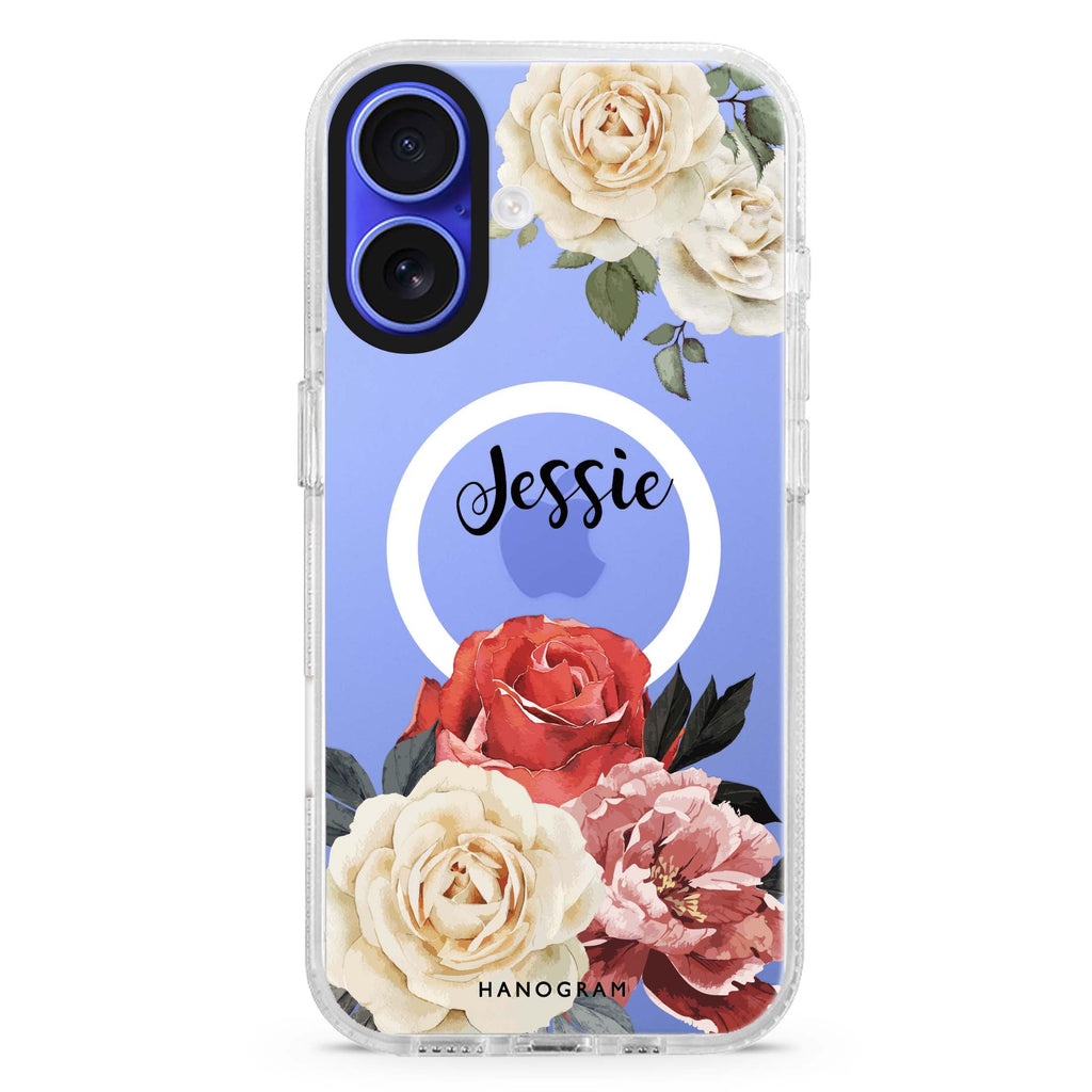 Vintage Floral MagSafe Compatible iPhone 16 Ultra Clear Case - Personalized and Stylish Protection