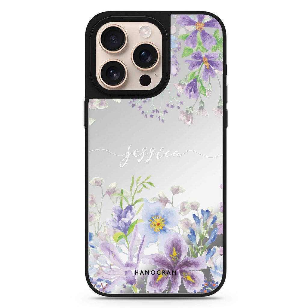 Flowers Bloom personalized name floral design iPhone 16/15/14 Pro Max & Pro mirror case