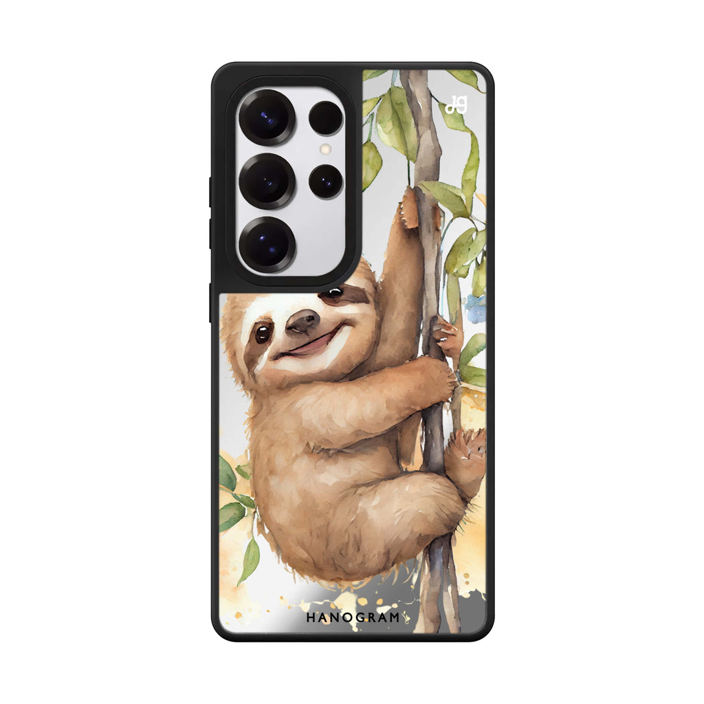 A Sloth Samsung Galaxy S25 S24 S23 Ultra mirror case, front view