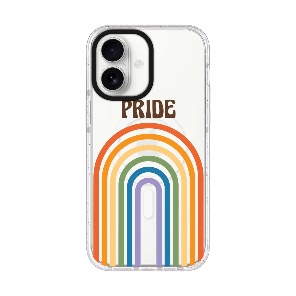 Rainbow Pride iPhone 17 ultra clear MagSafe case, front product view