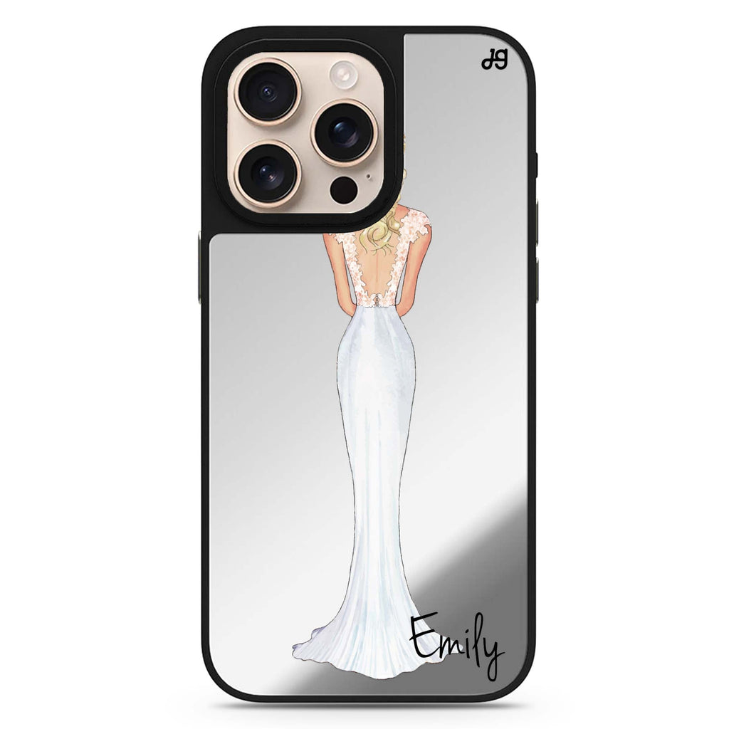 Bride Moment I personalized name sleek reflective design iPhone 16/15/14 Pro Max & Pro mirror case