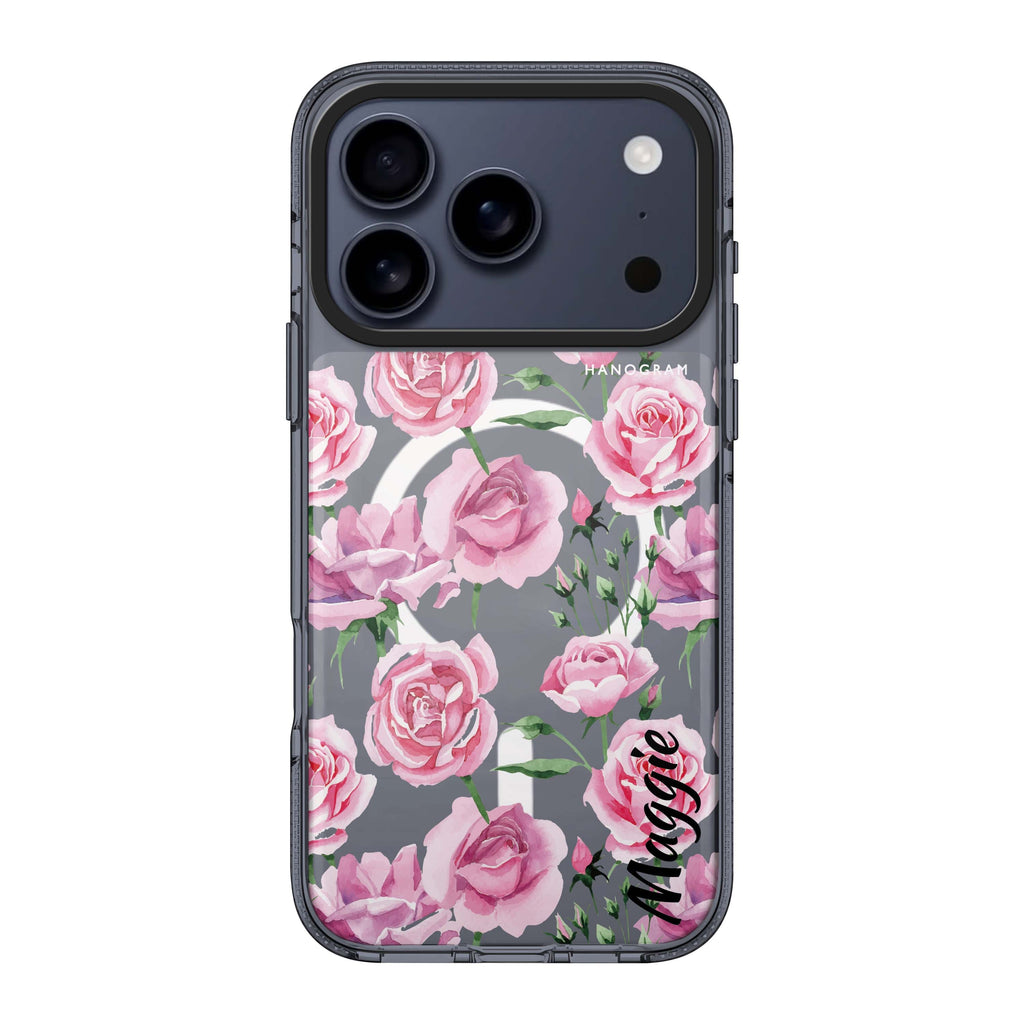 Pink Rose personalized name pink flower floral iPhone 17 Pro Max ultra clear case