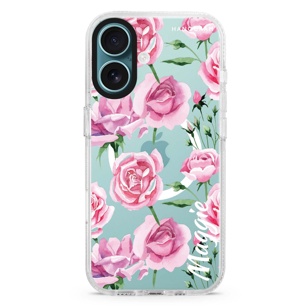 Pink Rose MagSafe Compatible iPhone 16 Ultra Clear Case - Personalized and Stylish Protection