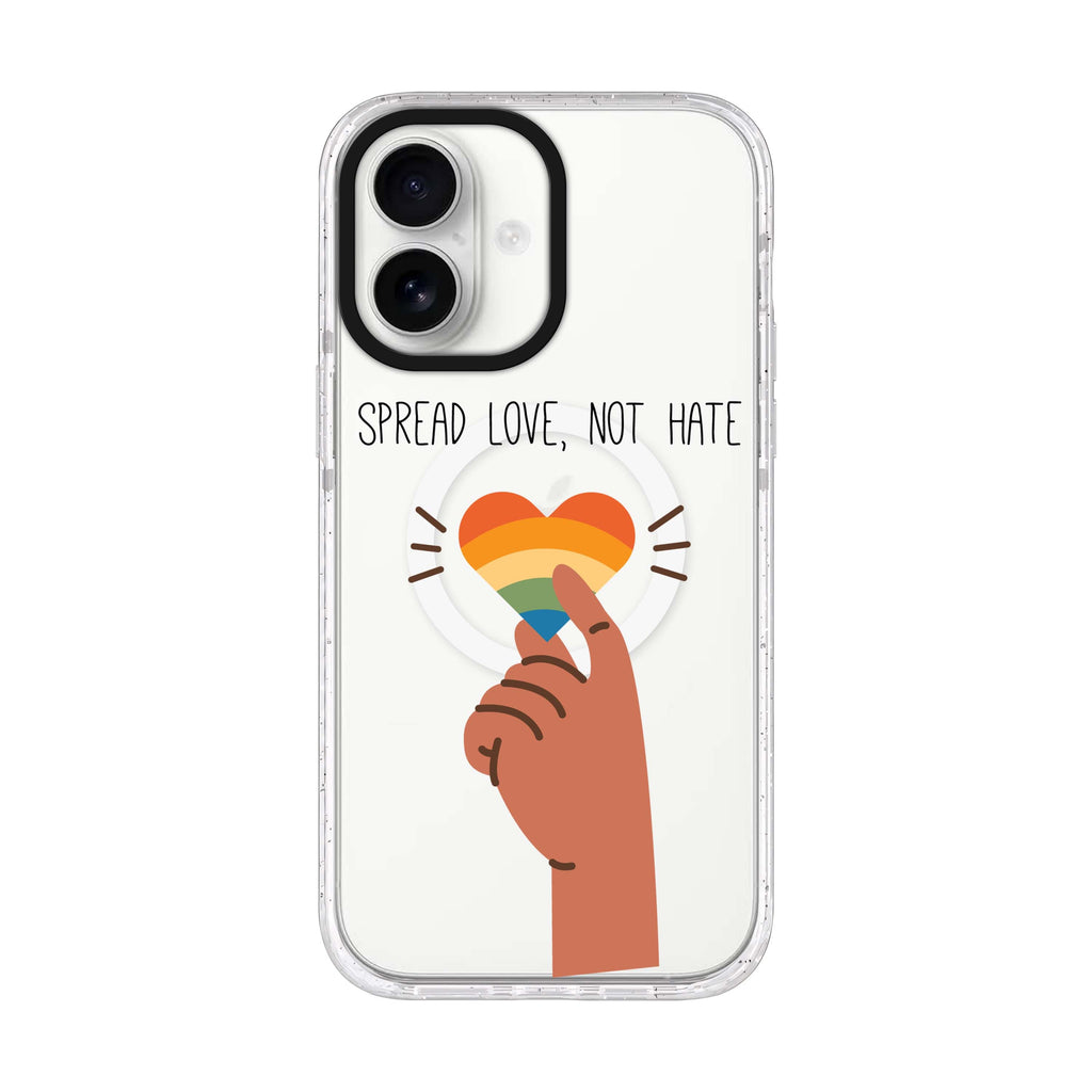 Spread Love iPhone 17 ultra clear MagSafe case, front product view