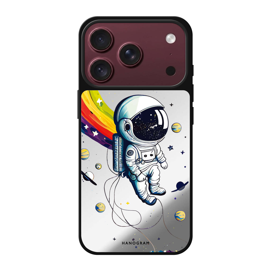 Astronaut in rainbow multicolor astronaut celestial iPhone 18 Pro Max mirror case