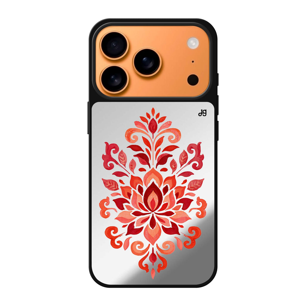 Vermilion Lotus Crest iPhone 17 Pro Max Mirror Case - design view 1