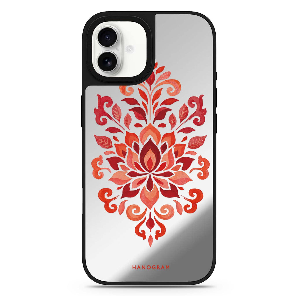 Vermilion Lotus Crest iPhone 17 Mirror Case - View 1