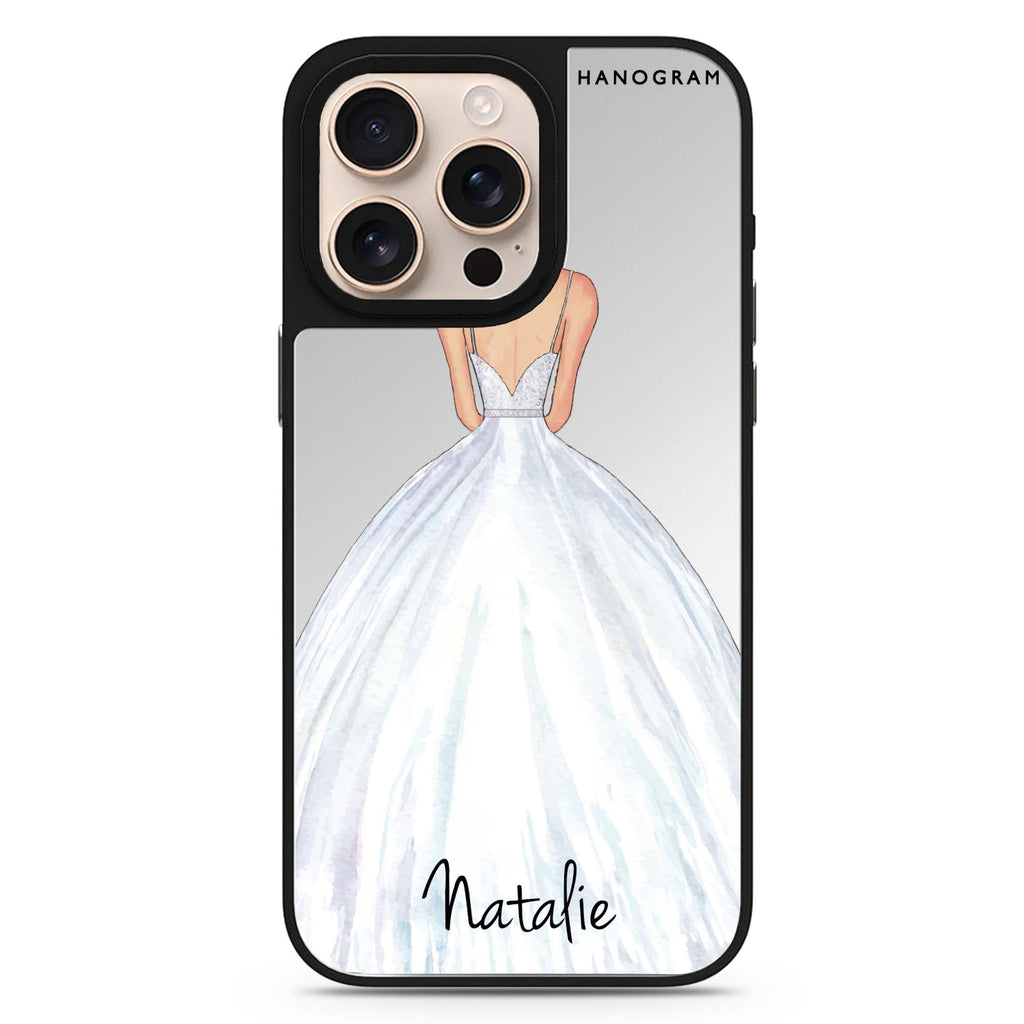 Bride Moment II personalized name sleek reflective design iPhone 16/15/14 Pro Max & Pro mirror case