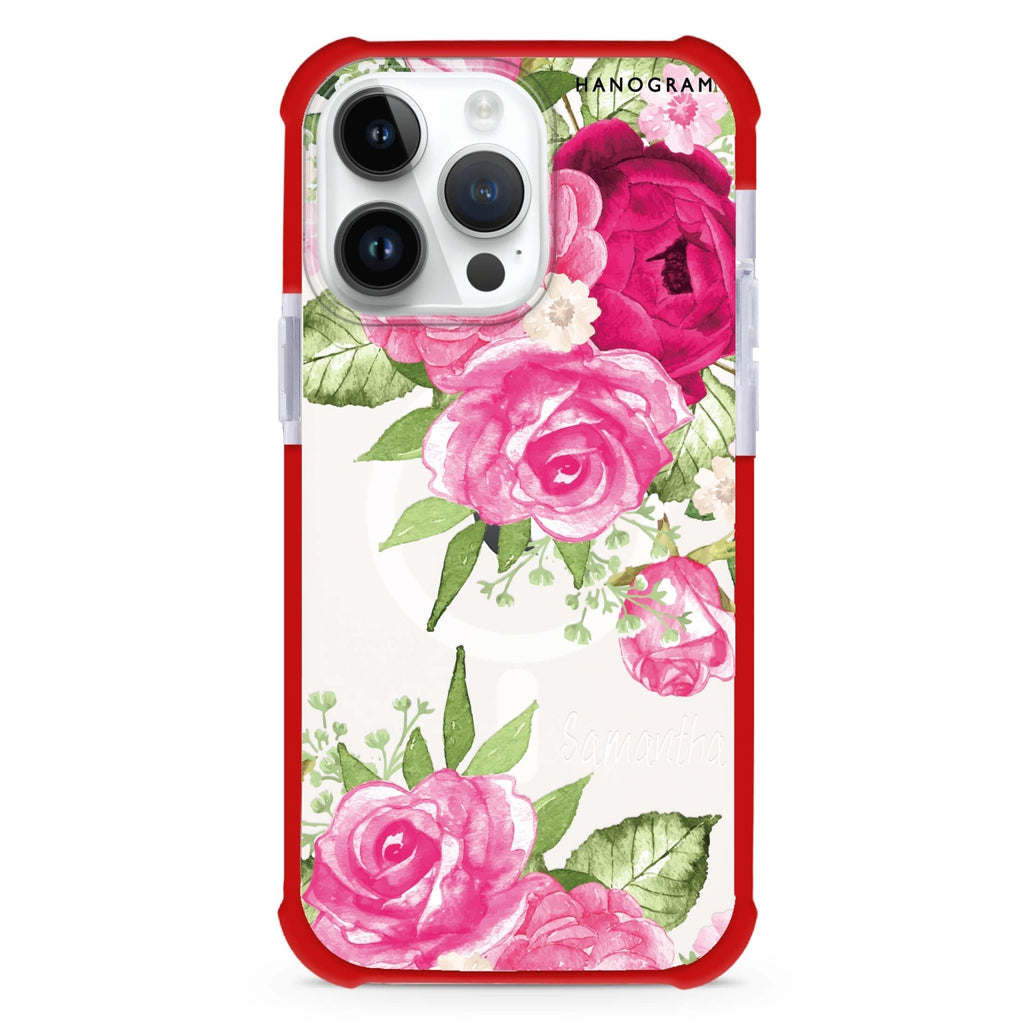 Watercolor Rose iPhone 15 Pro Max MagSafe Compatible Ultra Shockproof Case