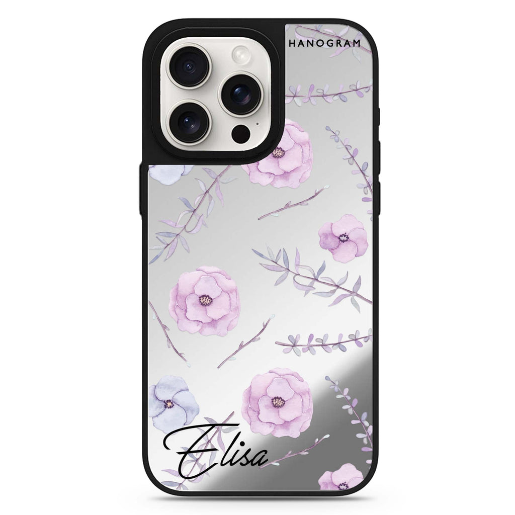 Vibrant Floral personalized name MagSafe mirror case for iPhone 16/15/14 Pro Max and Pro, main view