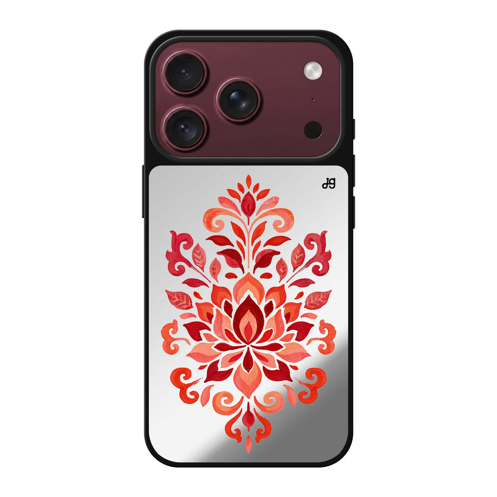 Vermilion Lotus Crest iPhone 18 Pro Max Mirror Case - design view 1