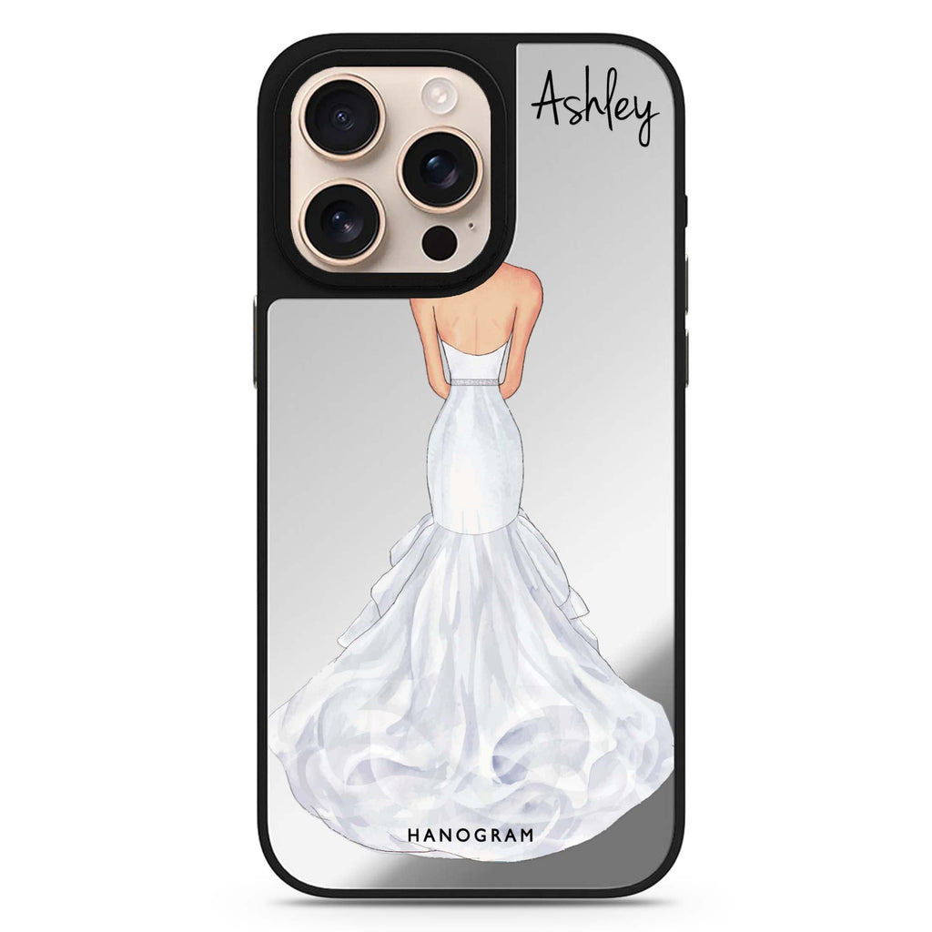 Bride Moment III personalized name sleek reflective design iPhone 16/15/14 Pro Max & Pro mirror case