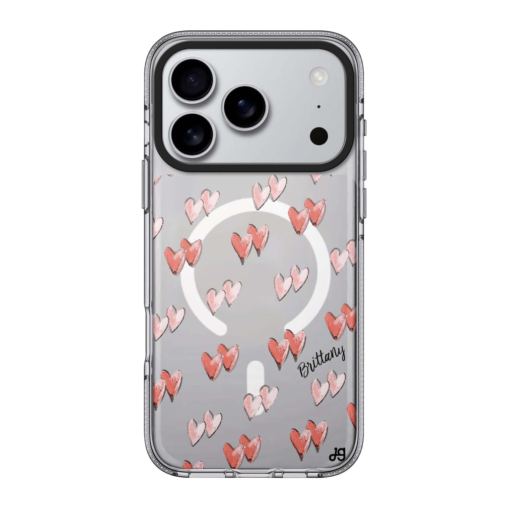 Double Heart personalized name heart romantic Valentine iPhone 17 Pro Max ultra clear case