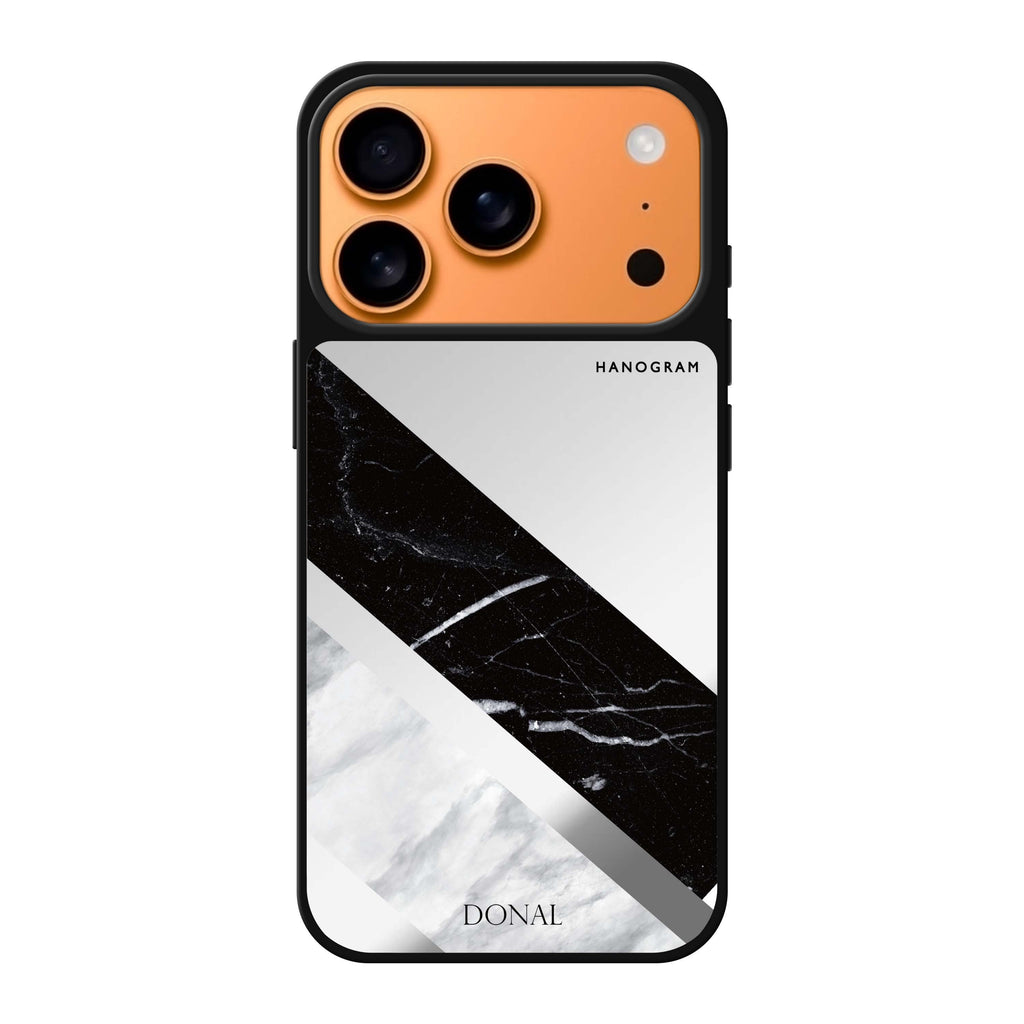 B & W Marble personalized name marble iPhone 17 Pro Max mirror case