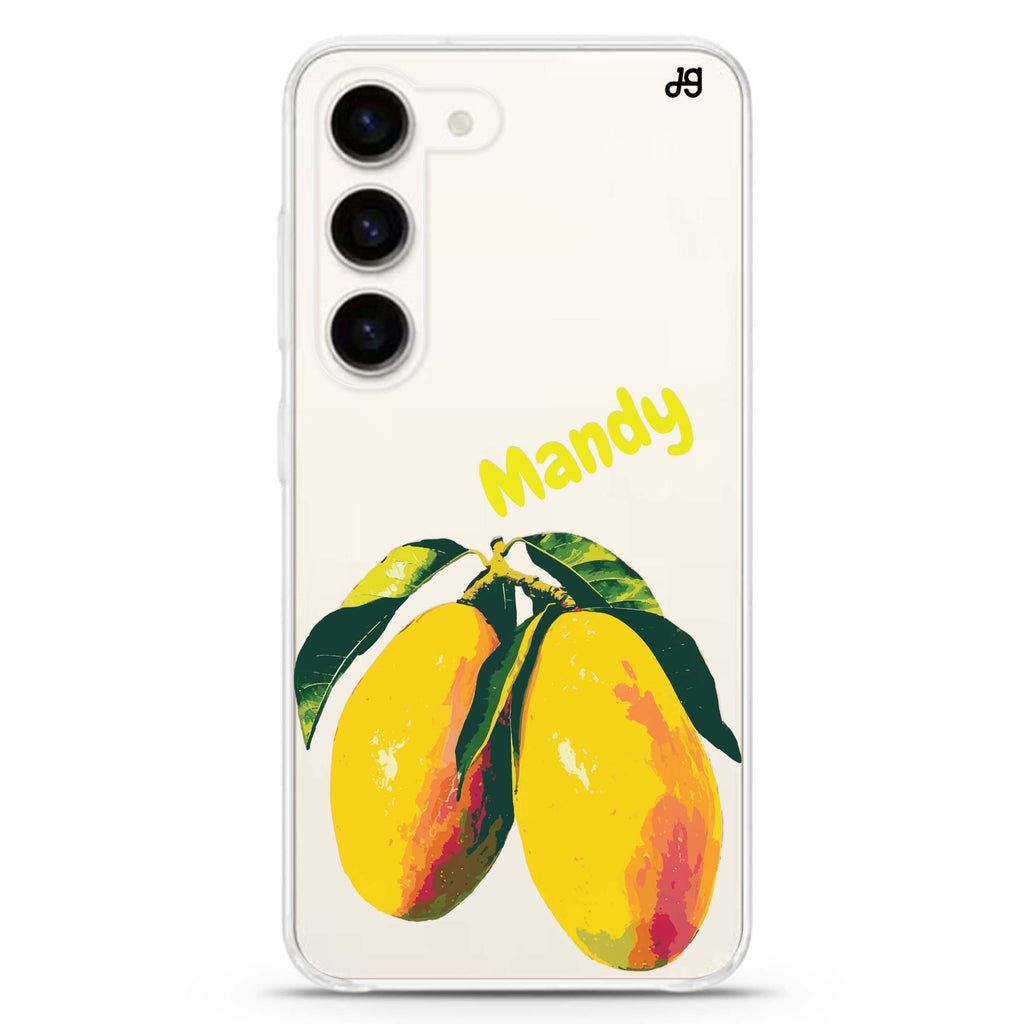 Mango Majesty personalized ultra-clear case for Samsung Galaxy S23/S22, front view