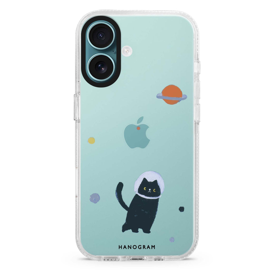 Cosmo Kitty iPhone 16 and 16 Plus ultra clear case, transparent cat artwork, front product view