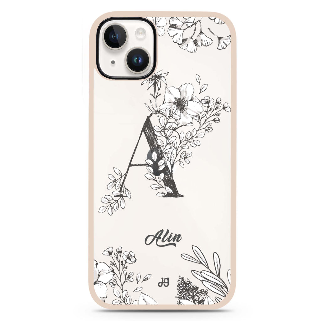 Vintage Floral Monogram iPhone 15 Impact Guard Bumper Case