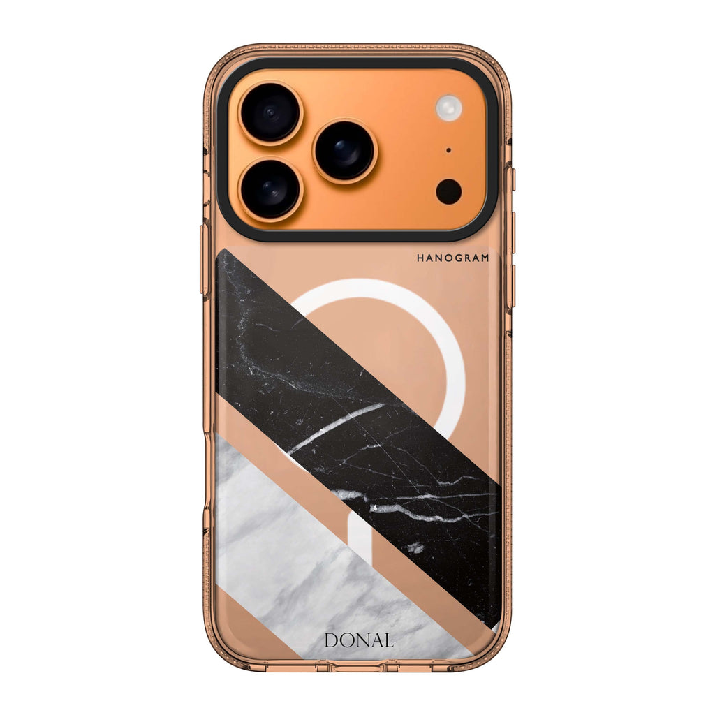 B & W Marble personalized name marble iPhone 17 Pro Max ultra clear case