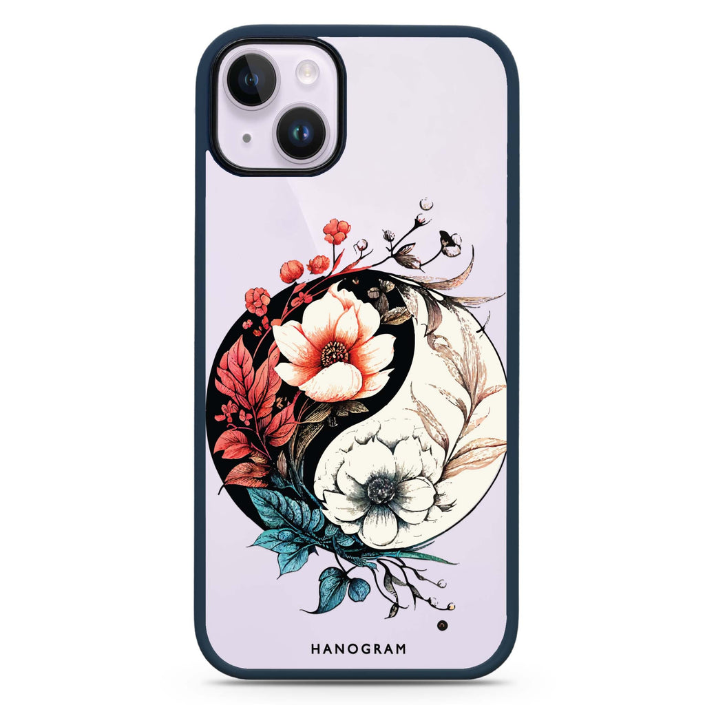 Pretty Floral & Tai Chi iPhone 15 Impact Guard Bumper Case
