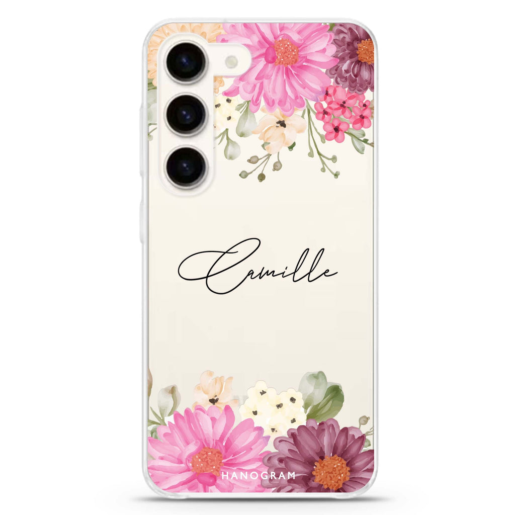 Blooms Bounty personalized ultra-clear case for Samsung Galaxy S23/S22, front view