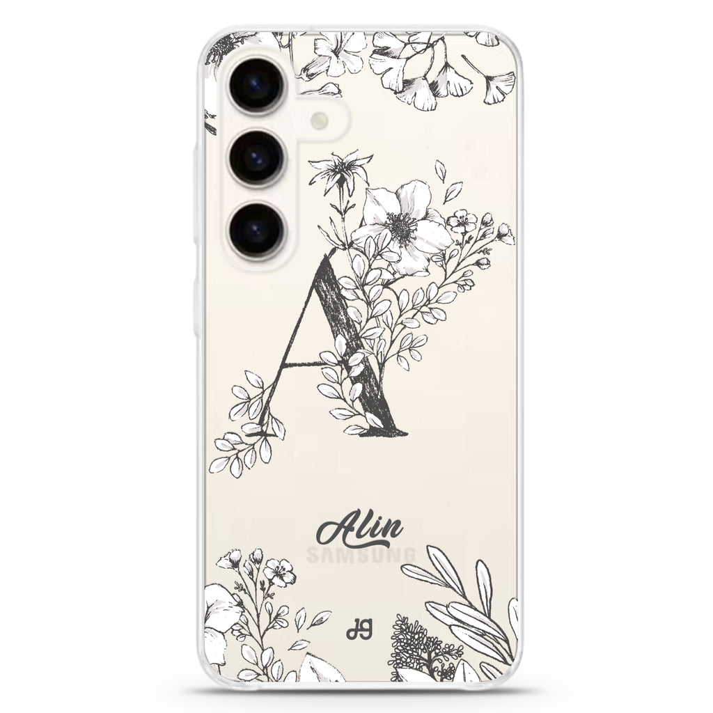 Vintage Floral Monogram Samsung Galaxy Ultra Clear Case