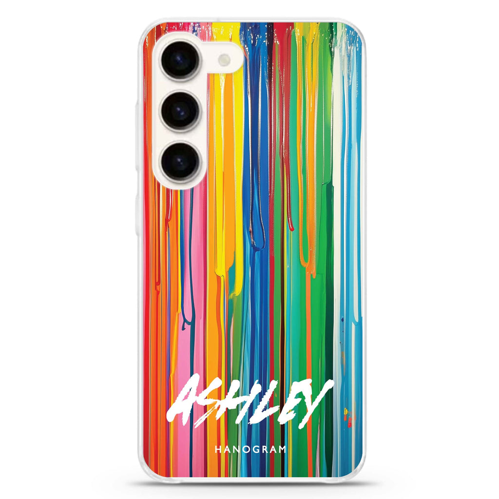 Vivid Stripes personalized ultra-clear case for Samsung Galaxy S23/S22, front view