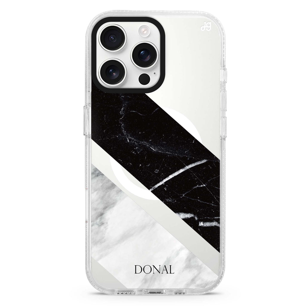 B & W Marble MagSafe Compatible iPhone 16 Pro Ultra Clear Case - Personalized and Stylish Protection