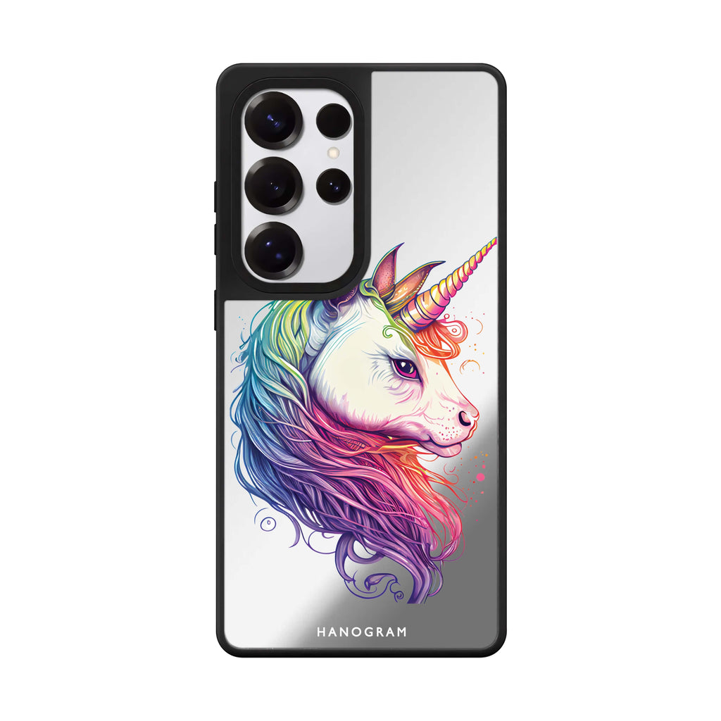 A Unicorn Samsung Galaxy S25 S24 S23 Ultra mirror case, front view
