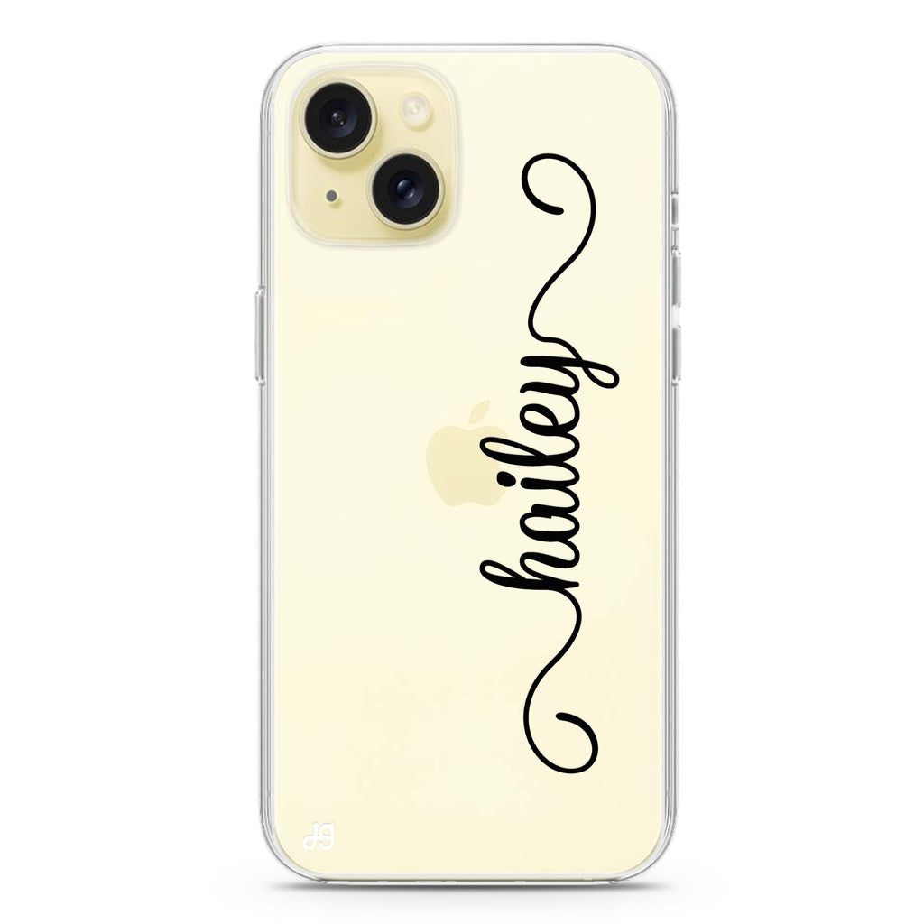 Vertical Cursive Handwritten iPhone 15 plus Ultra Clear Case